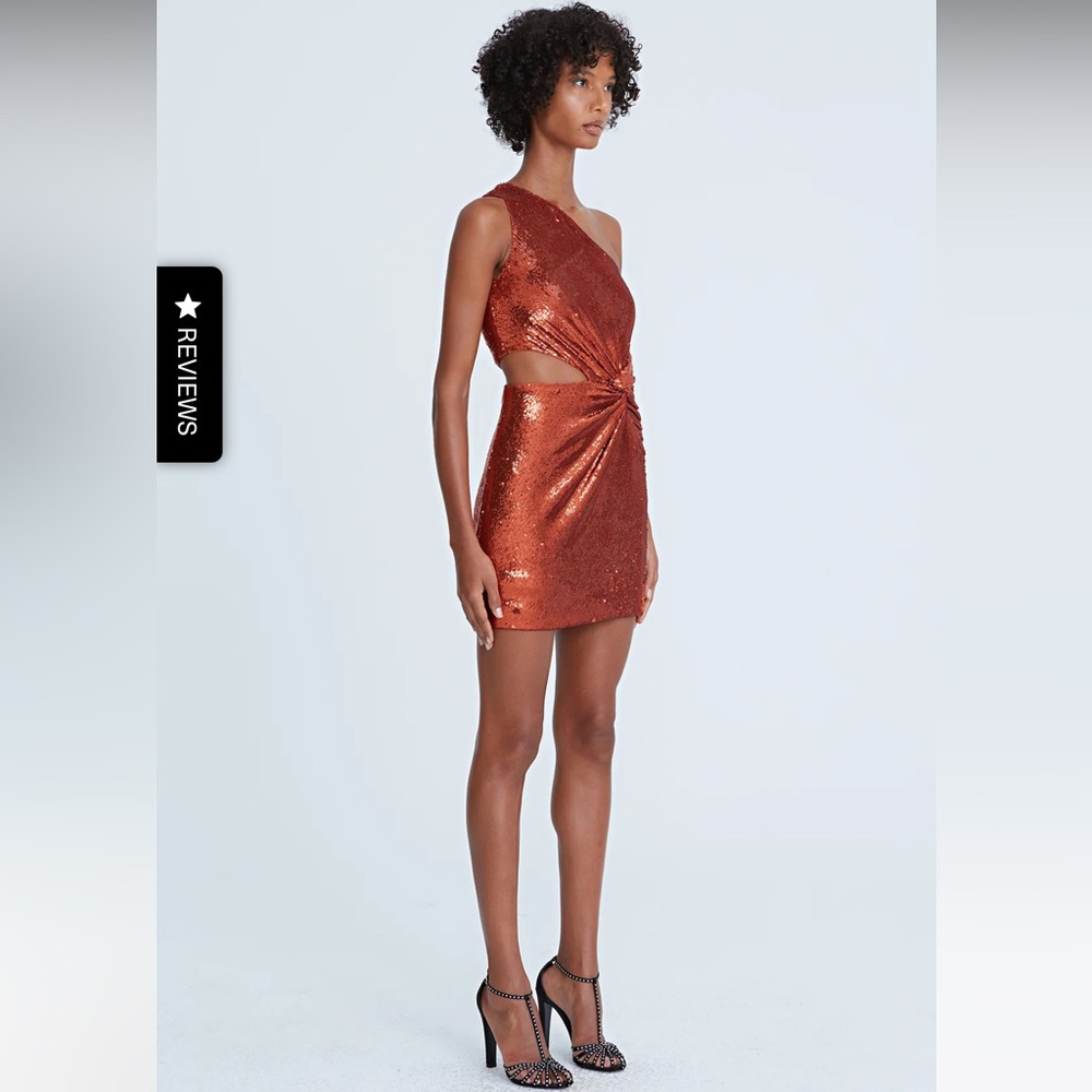 NWT Halston VAL SEQUIN ONE SHOULDER MINI 16 - Picture 2 of 9